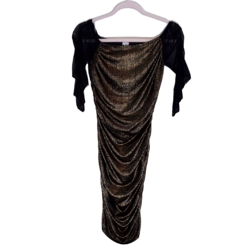 GG Glamour Ruched Metallic Dress Made in USA